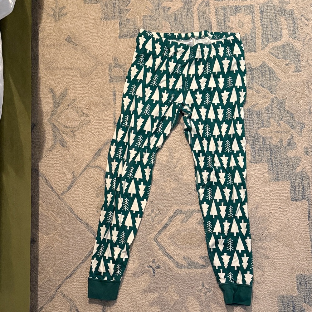 Men’s Hanna Andersson Green and White Christmas Tree Long John Pajama Pants